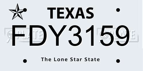 FDY3159 Texas License Plate