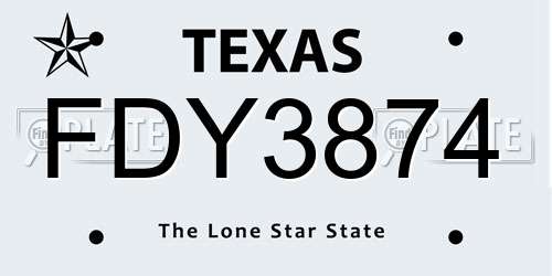 FDY3874 Texas License Plate