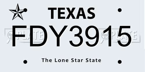 FDY3915 Texas License Plate