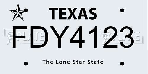 FDY4123 Texas License Plate