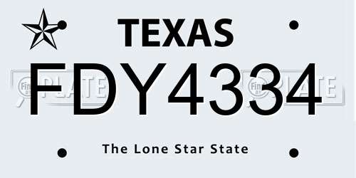 FDY4334 Texas License Plate