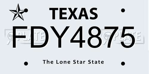 FDY4875 Texas License Plate