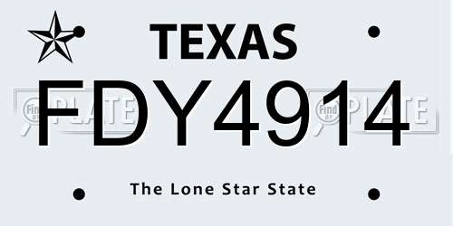 FDY4914 Texas License Plate
