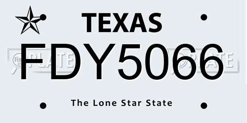 FDY5066 Texas License Plate