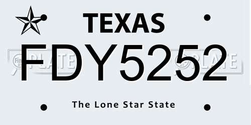 FDY5252 Texas License Plate