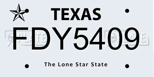 FDY5409 Texas License Plate