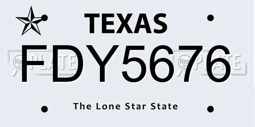 FDY5676 Texas License Plate