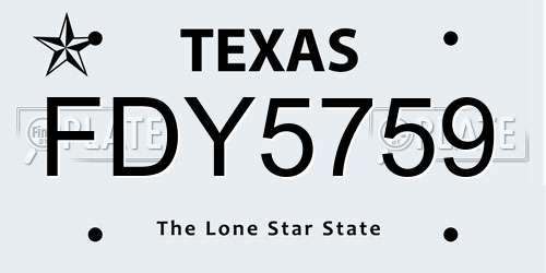 FDY5759 Texas License Plate