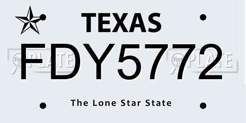 FDY5772 Texas License Plate