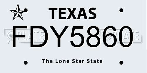 FDY5860 Texas License Plate