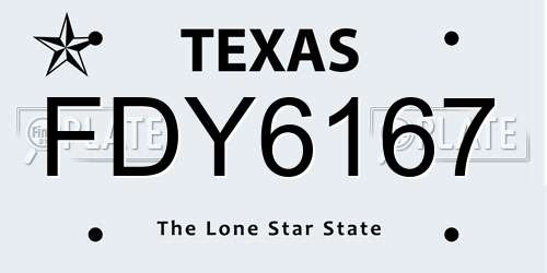 FDY6167 Texas License Plate