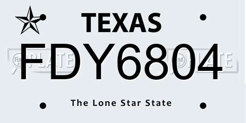 FDY6804 Texas License Plate