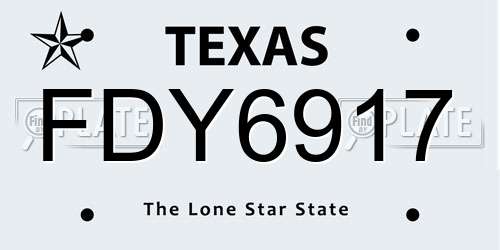 FDY6917 Texas License Plate