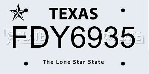 FDY6935 Texas License Plate