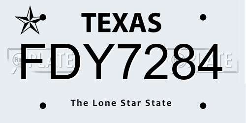 FDY7284 Texas License Plate