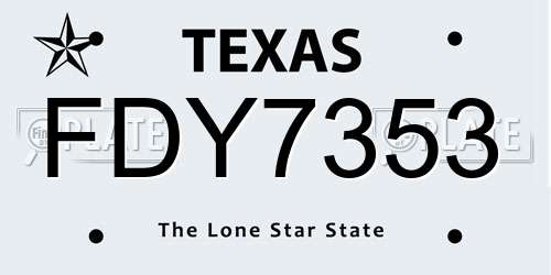 FDY7353 Texas License Plate