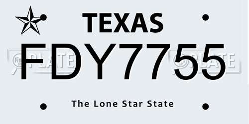 FDY7755 Texas License Plate