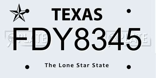 FDY8345 Texas License Plate