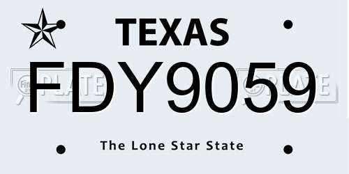FDY9059 Texas License Plate