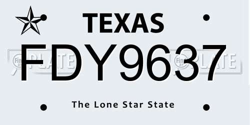 FDY9637 Texas License Plate