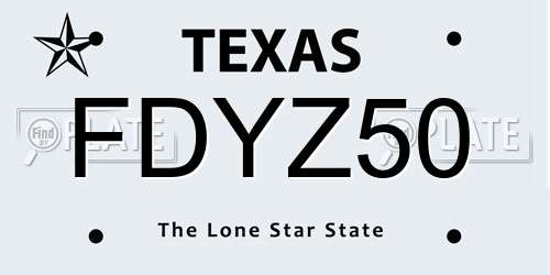 FDYZ50 Texas License Plate