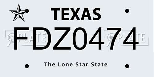 FDZ0474 Texas License Plate