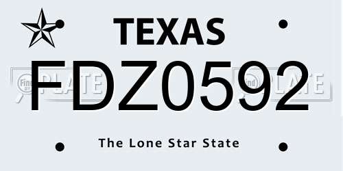 FDZ0592 Texas License Plate