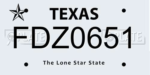 FDZ0651 Texas License Plate