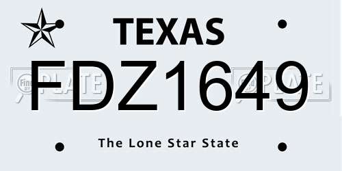 FDZ1649 Texas License Plate