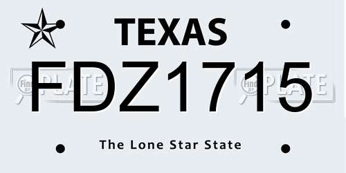FDZ1715 Texas License Plate