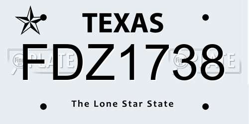 FDZ1738 Texas License Plate
