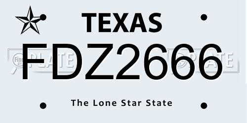 FDZ2666 Texas License Plate