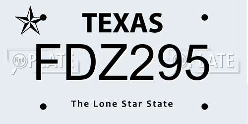 FDZ295 Texas License Plate