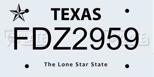 FDZ2959 Texas License Plate