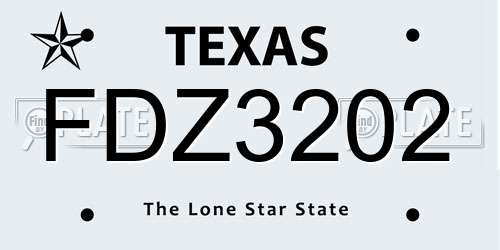 FDZ3202 Texas License Plate
