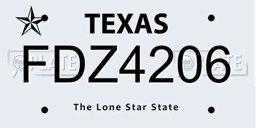 FDZ4206 Texas License Plate