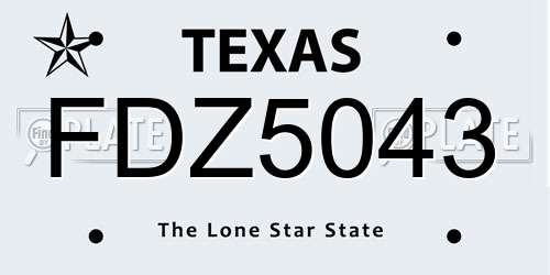 FDZ5043 Texas License Plate