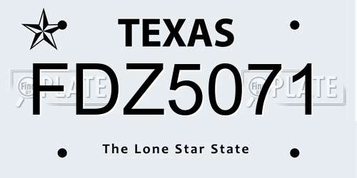 FDZ5071 Texas License Plate