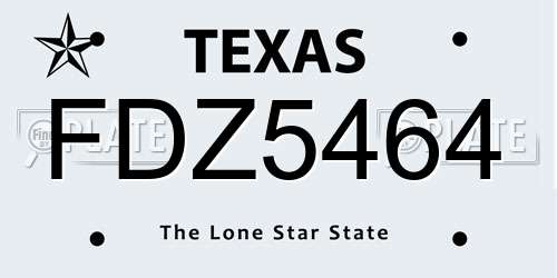 FDZ5464 Texas License Plate