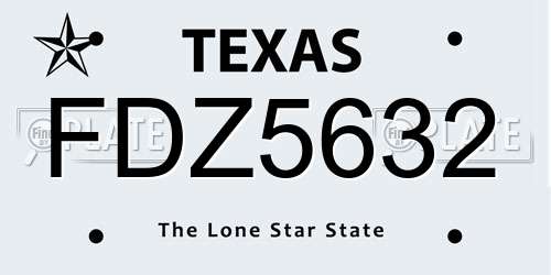 FDZ5632 Texas License Plate