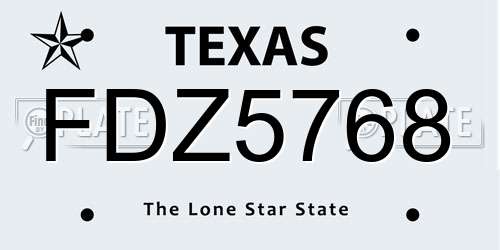 FDZ5768 Texas License Plate