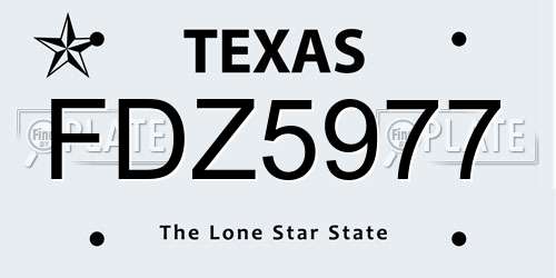 FDZ5977 Texas License Plate