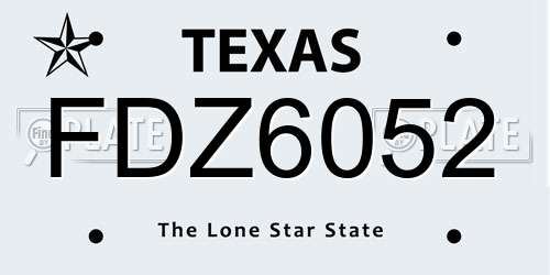 FDZ6052 Texas License Plate