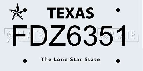 FDZ6351 Texas License Plate