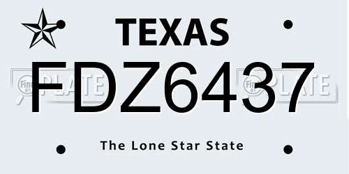 FDZ6437 Texas License Plate