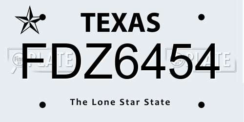 FDZ6454 Texas License Plate
