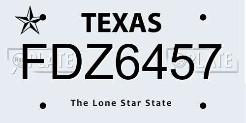 FDZ6457 Texas License Plate
