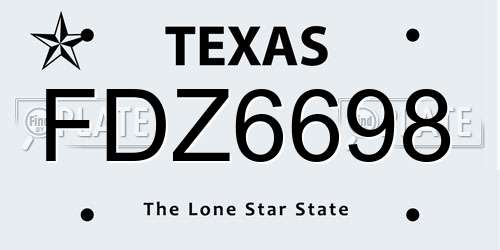 FDZ6698 Texas License Plate