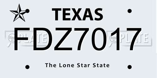 FDZ7017 Texas License Plate