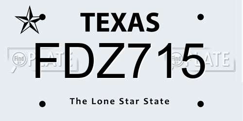 FDZ715 Texas License Plate